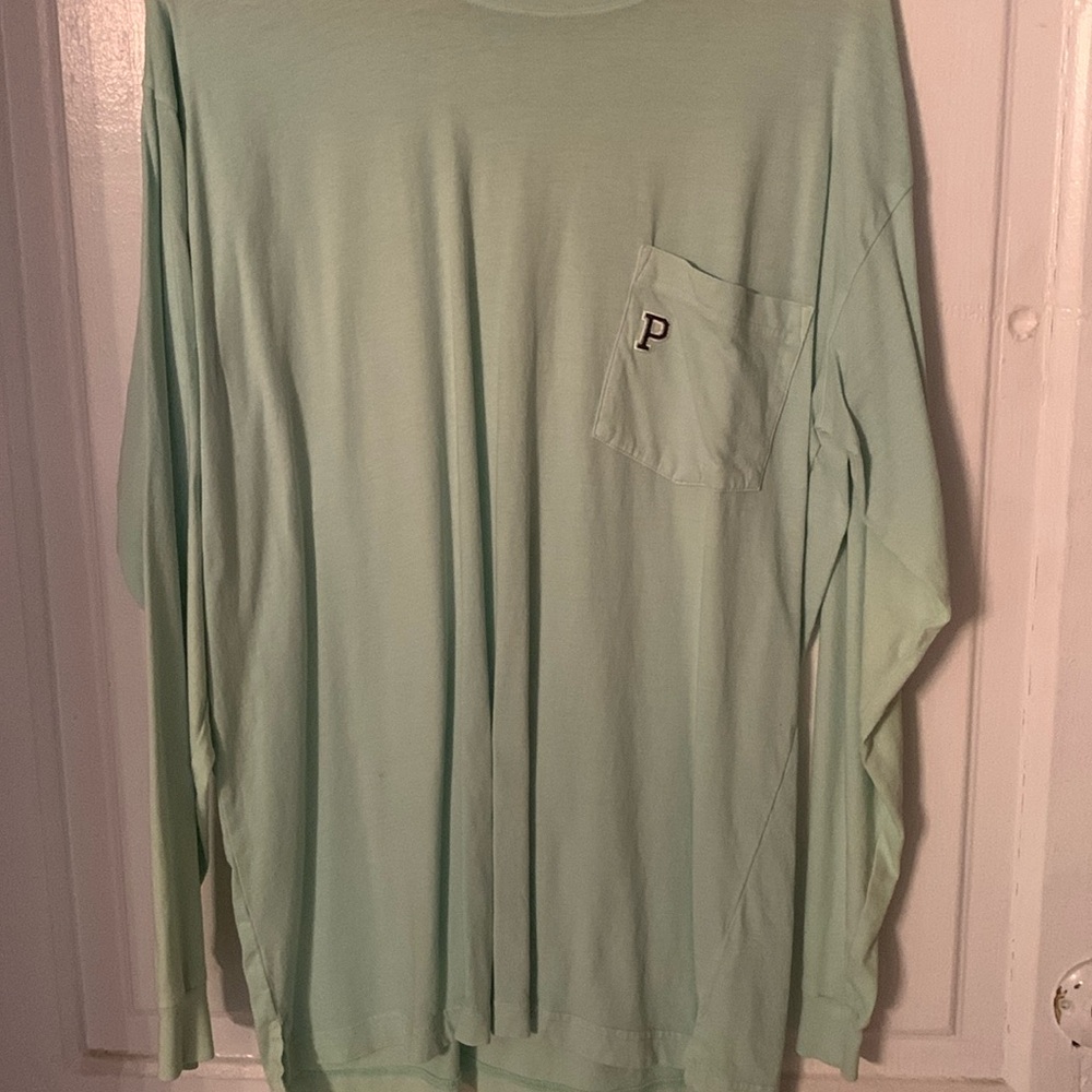 Women’s PINK Victoria’s Secret Lime Green Long-sleeve shirt with pocket.